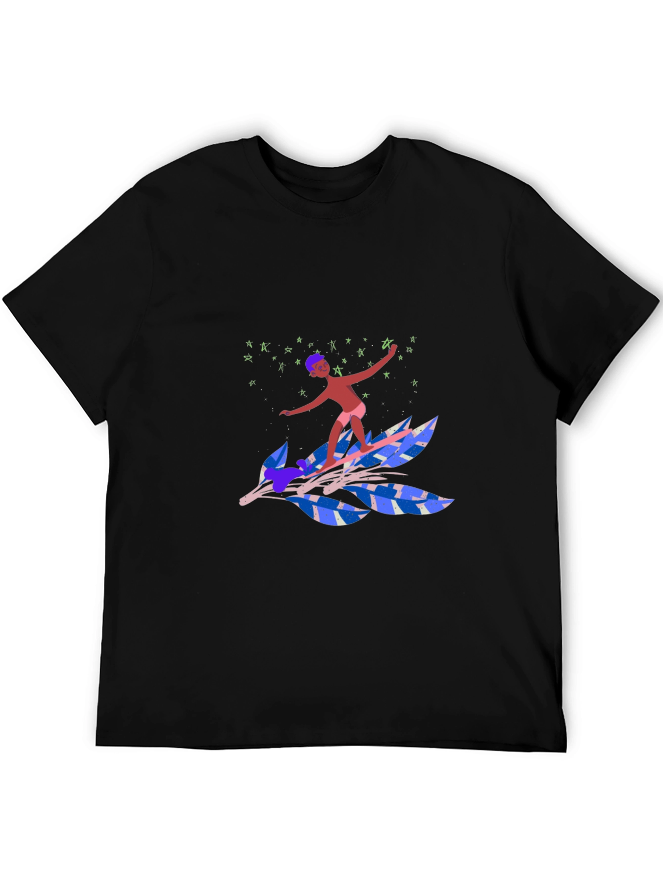 Surfing Leaf Graphic Tee - Unique Design