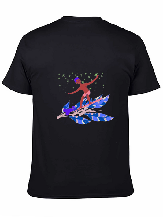 Surfing Leaf Graphic Tee - Unique Design