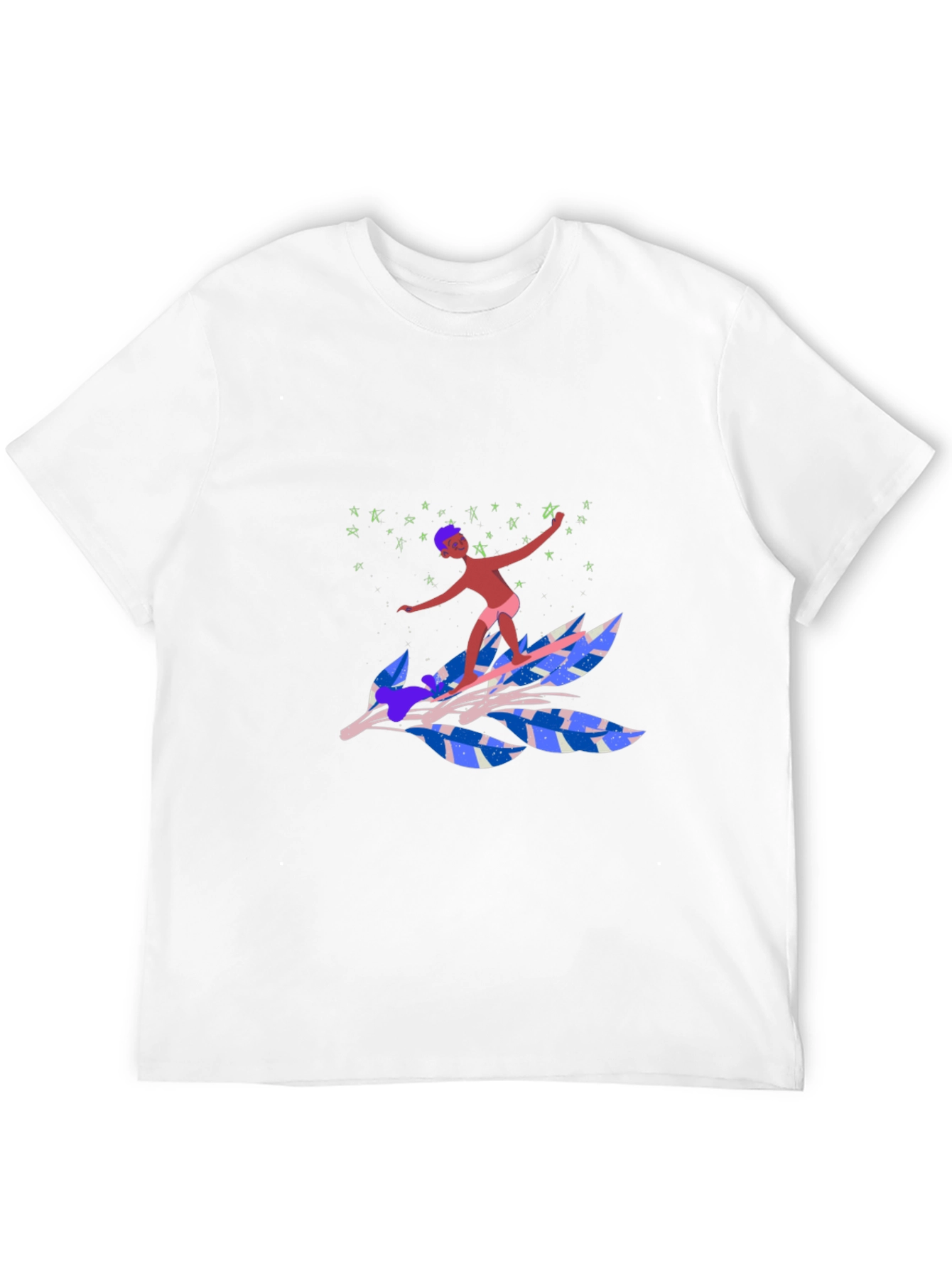 Surfing Leaf Graphic Tee - Unique Design