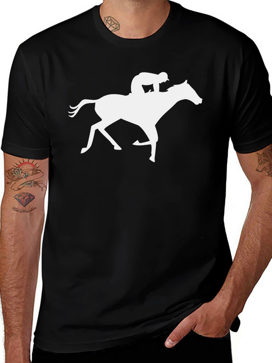 Horse Racing Graphic Tee - Stylish Black Cotton Shirt