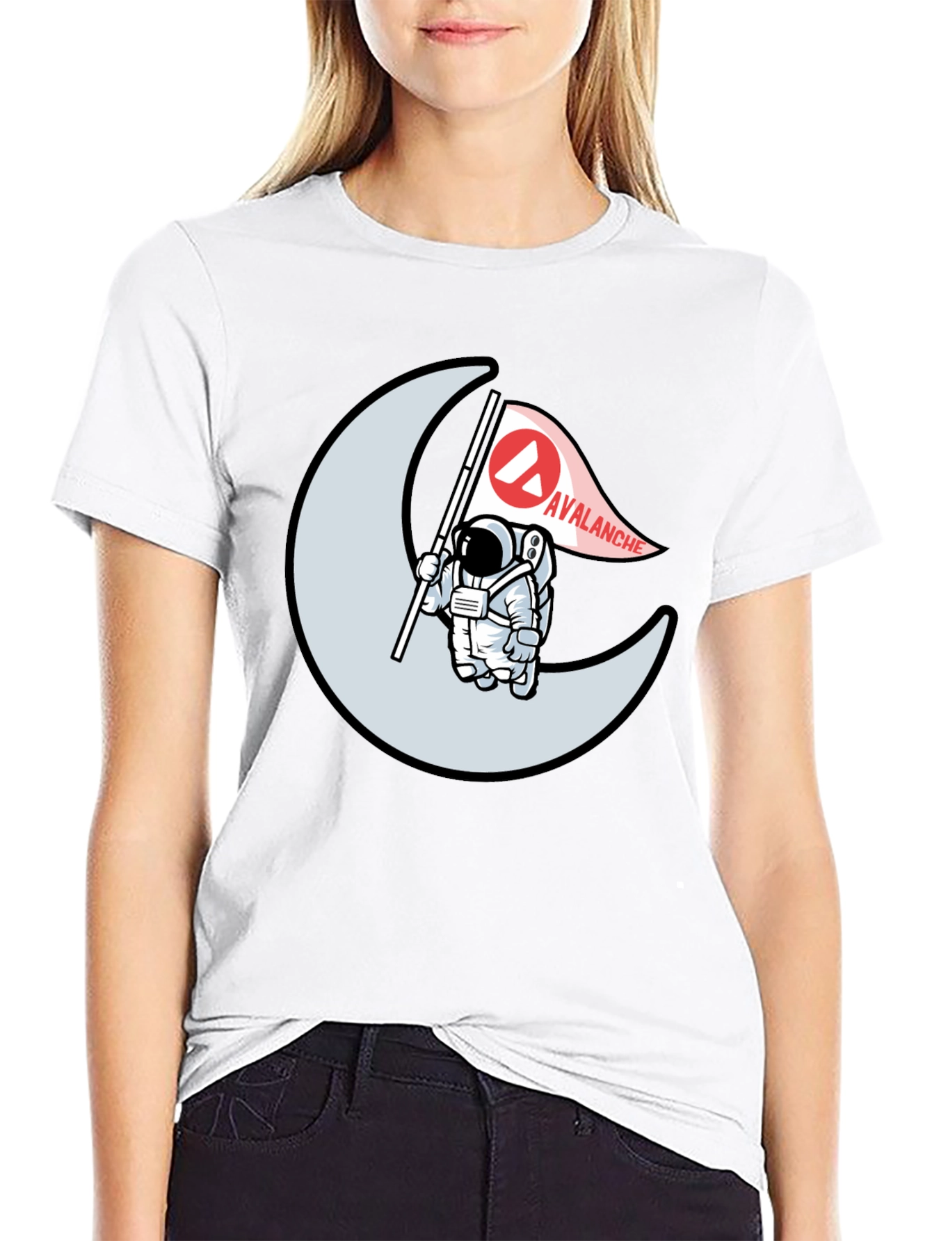 Avalanche Astronaut Moon Graphic Black T-Shirt