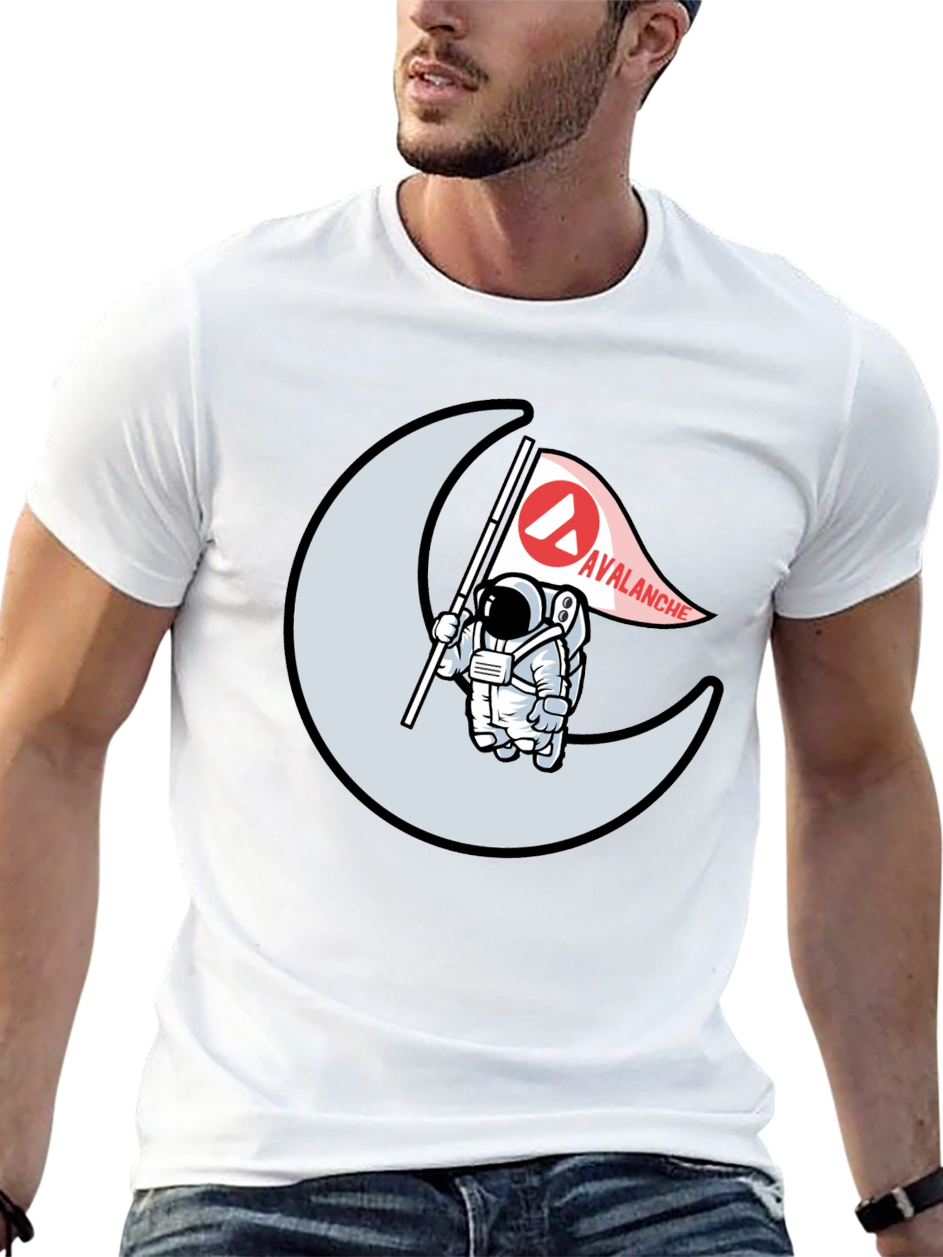 Avalanche Astronaut Moon Graphic Black T-Shirt