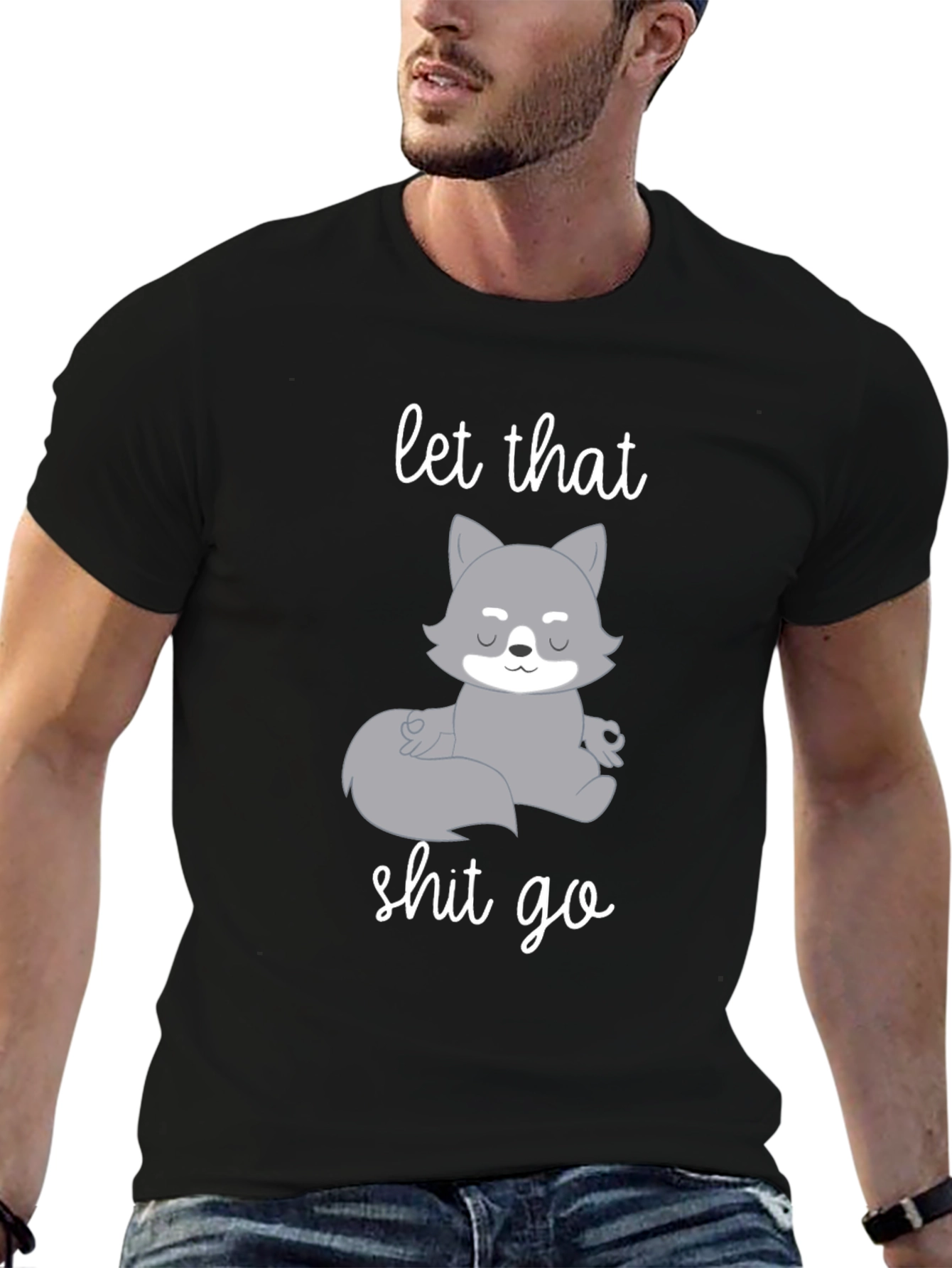 Let That Shit Go Wolf Meditation T-Shirt
