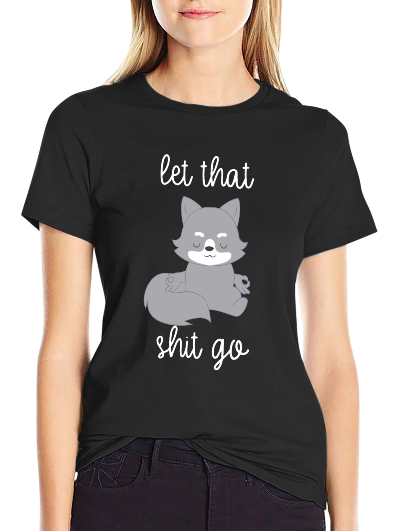 Let That Shit Go Wolf Meditation T-Shirt