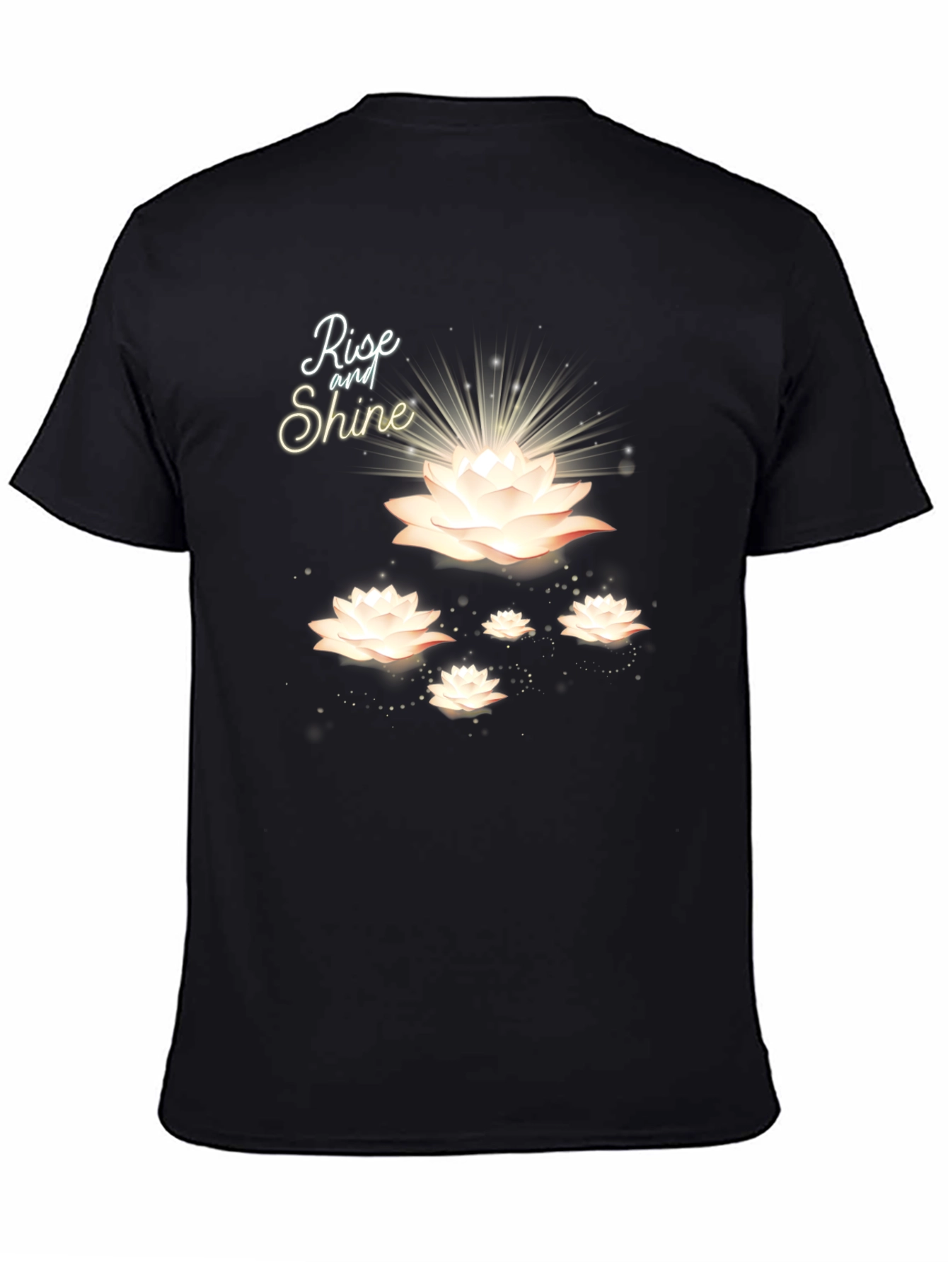 Rise and Shine Lotus Flower Black T-Shirt