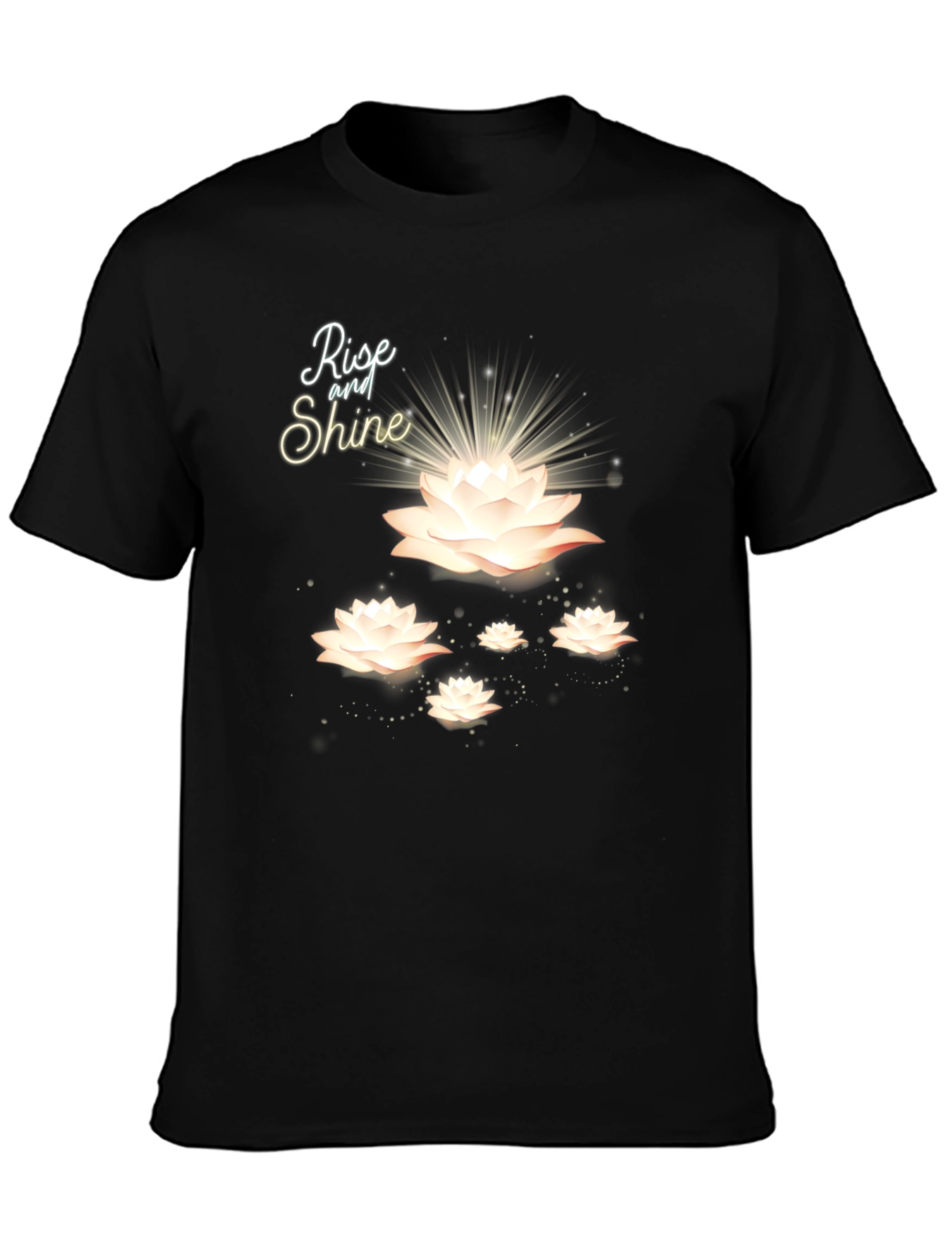 Rise and Shine Lotus Flower Black T-Shirt