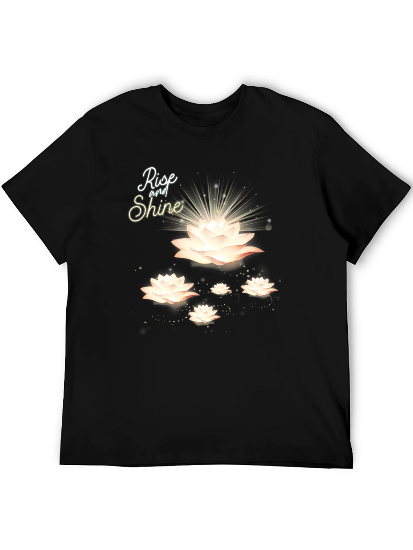 Rise and Shine Lotus Flower Black T-Shirt