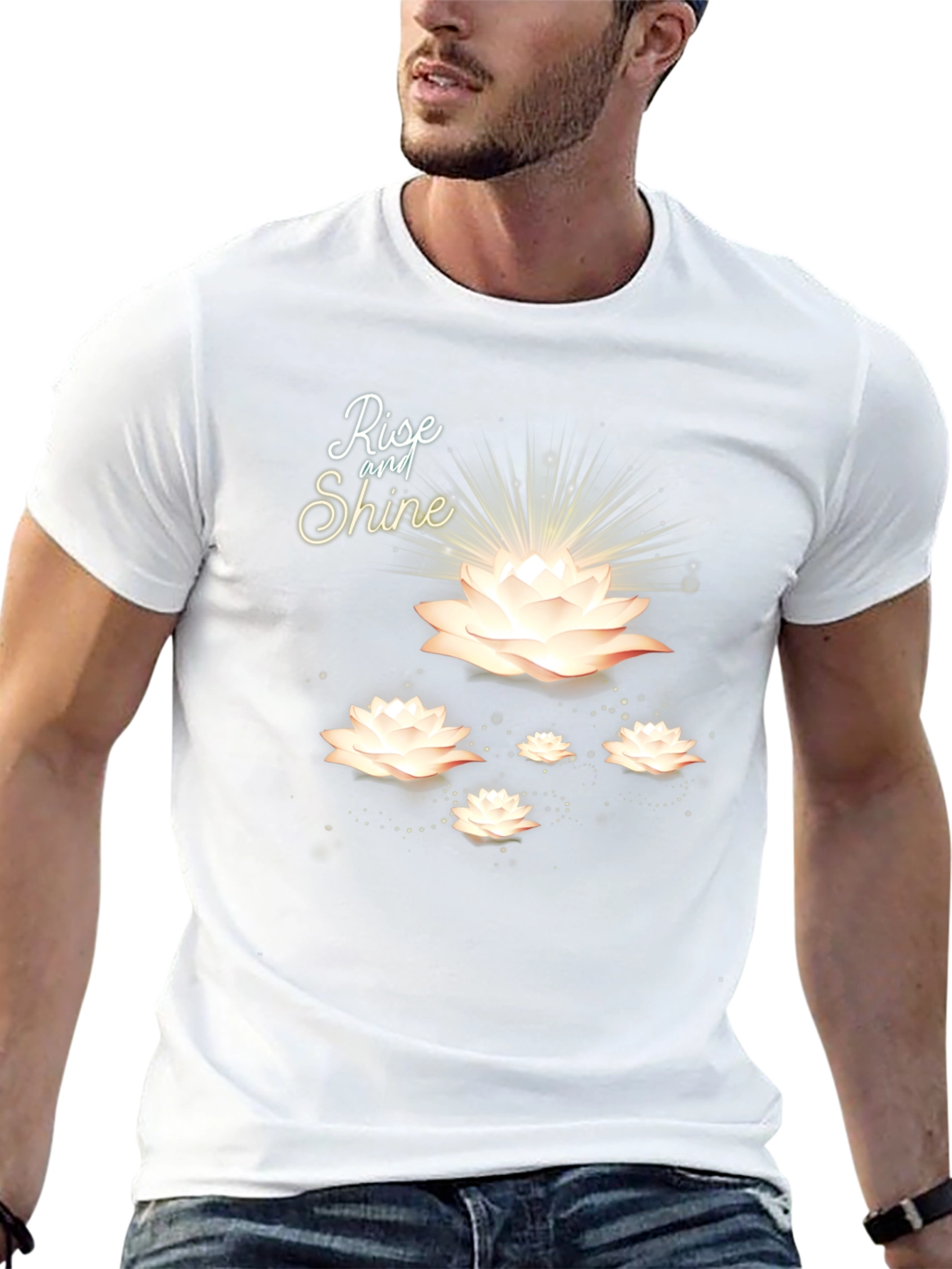 Rise and Shine Lotus Flower Black T-Shirt