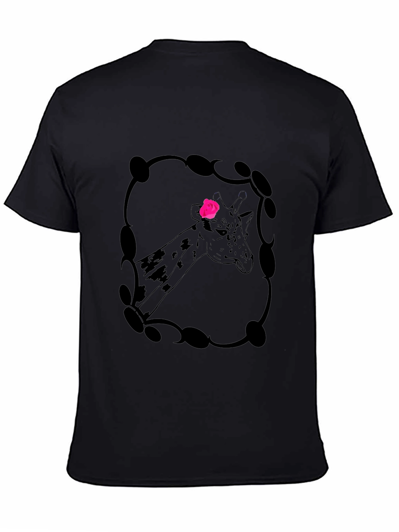 Giraffe Rose Graphic Tee - Stylish Mens Black T-Shirt