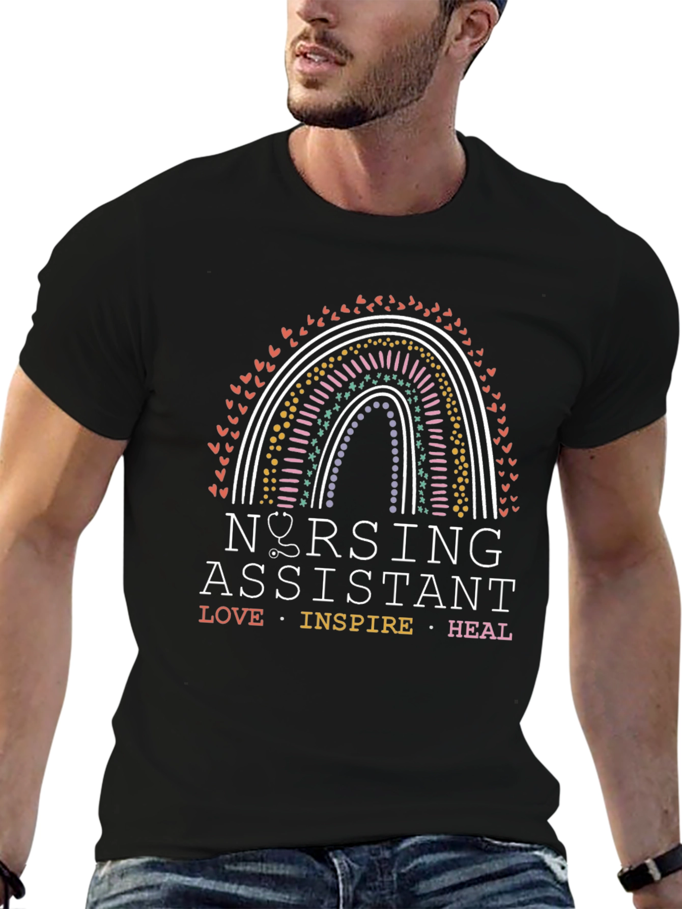 Nursing Assistant Rainbow Graphic T-Shirt