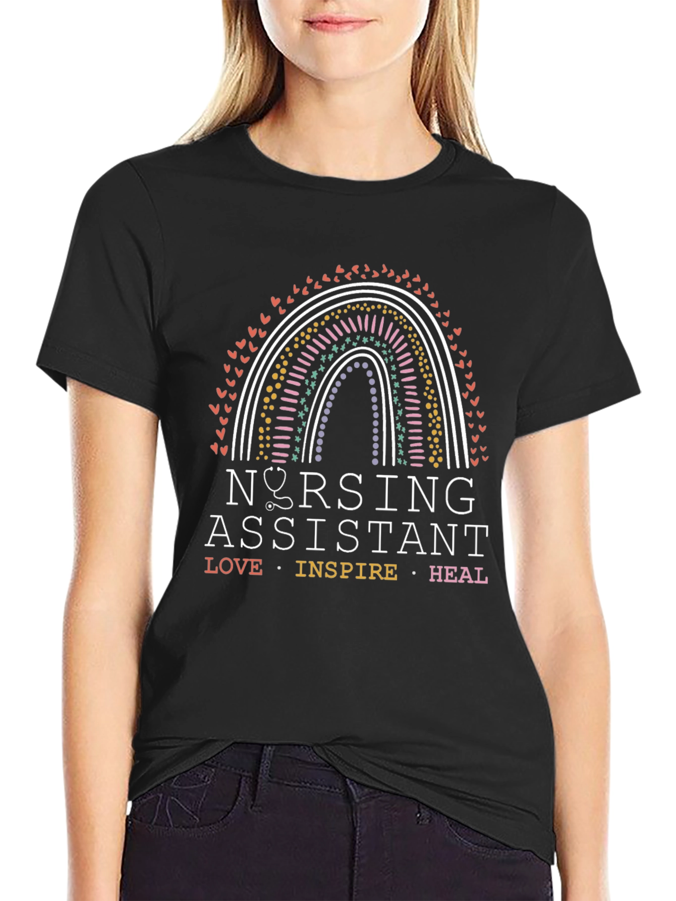 Nursing Assistant Rainbow Graphic T-Shirt