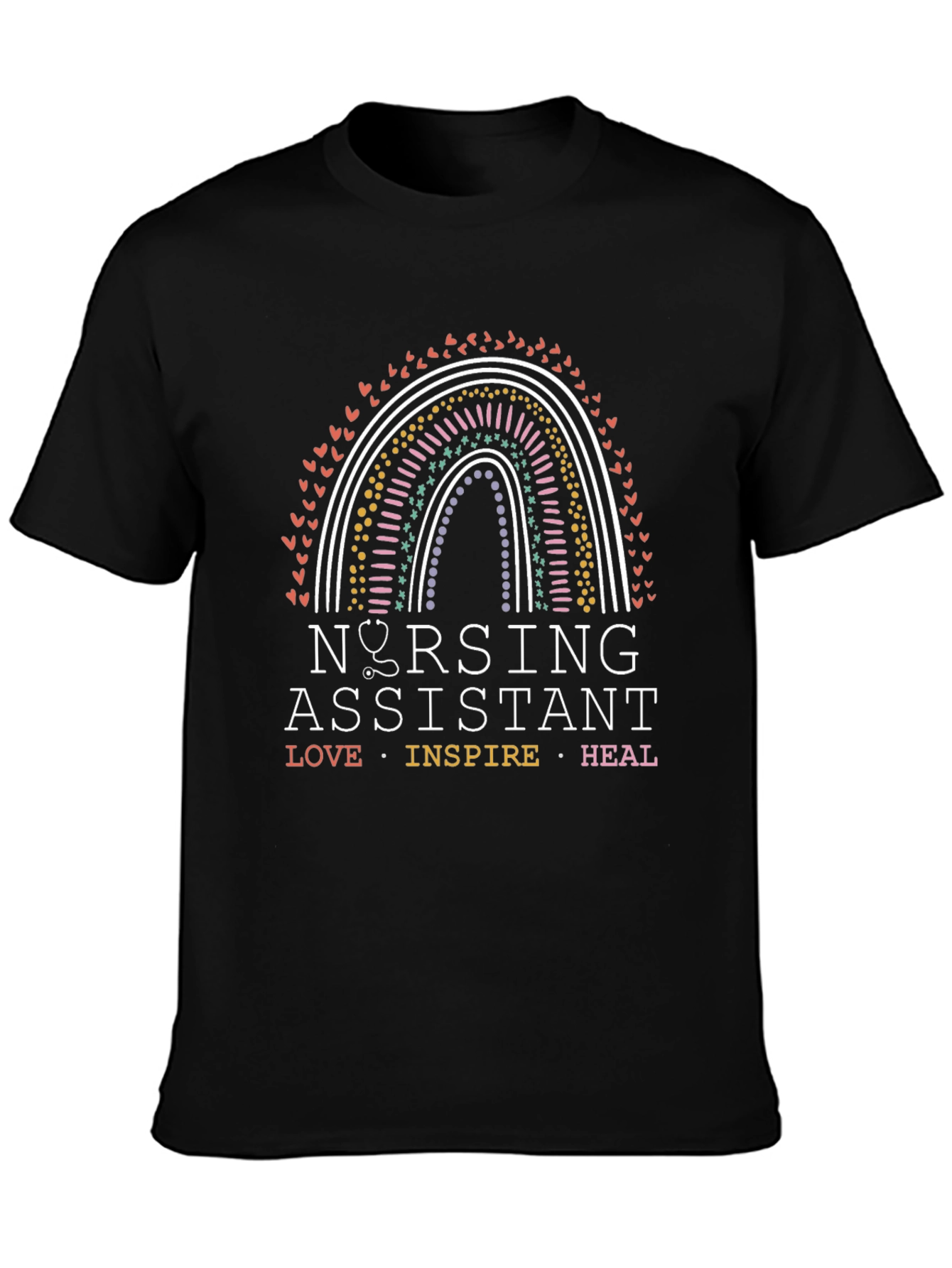 Nursing Assistant Rainbow Graphic T-Shirt