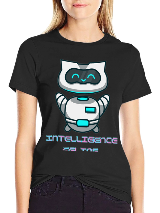Intelligent Cat Bot Graphic T-Shirt