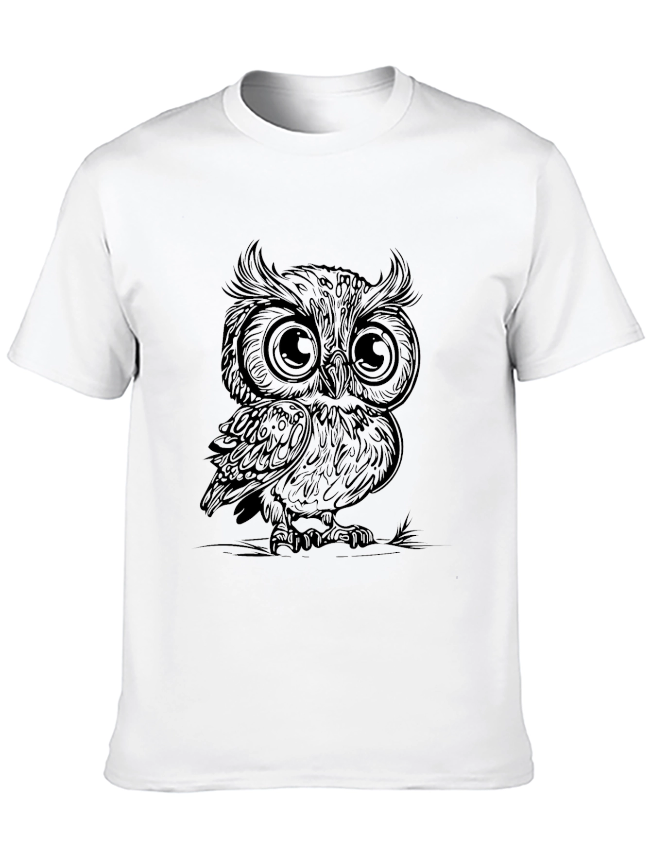 Owl Graphic Print Mens Black T-Shirt