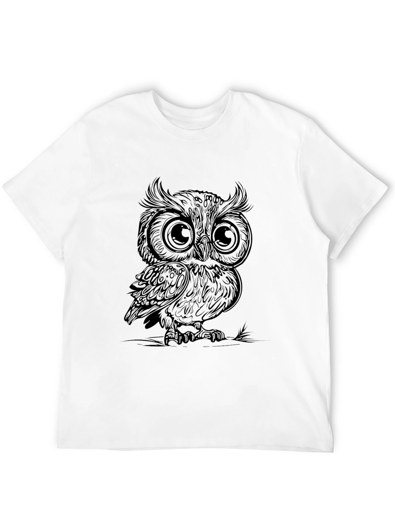Owl Graphic Print Mens Black T-Shirt