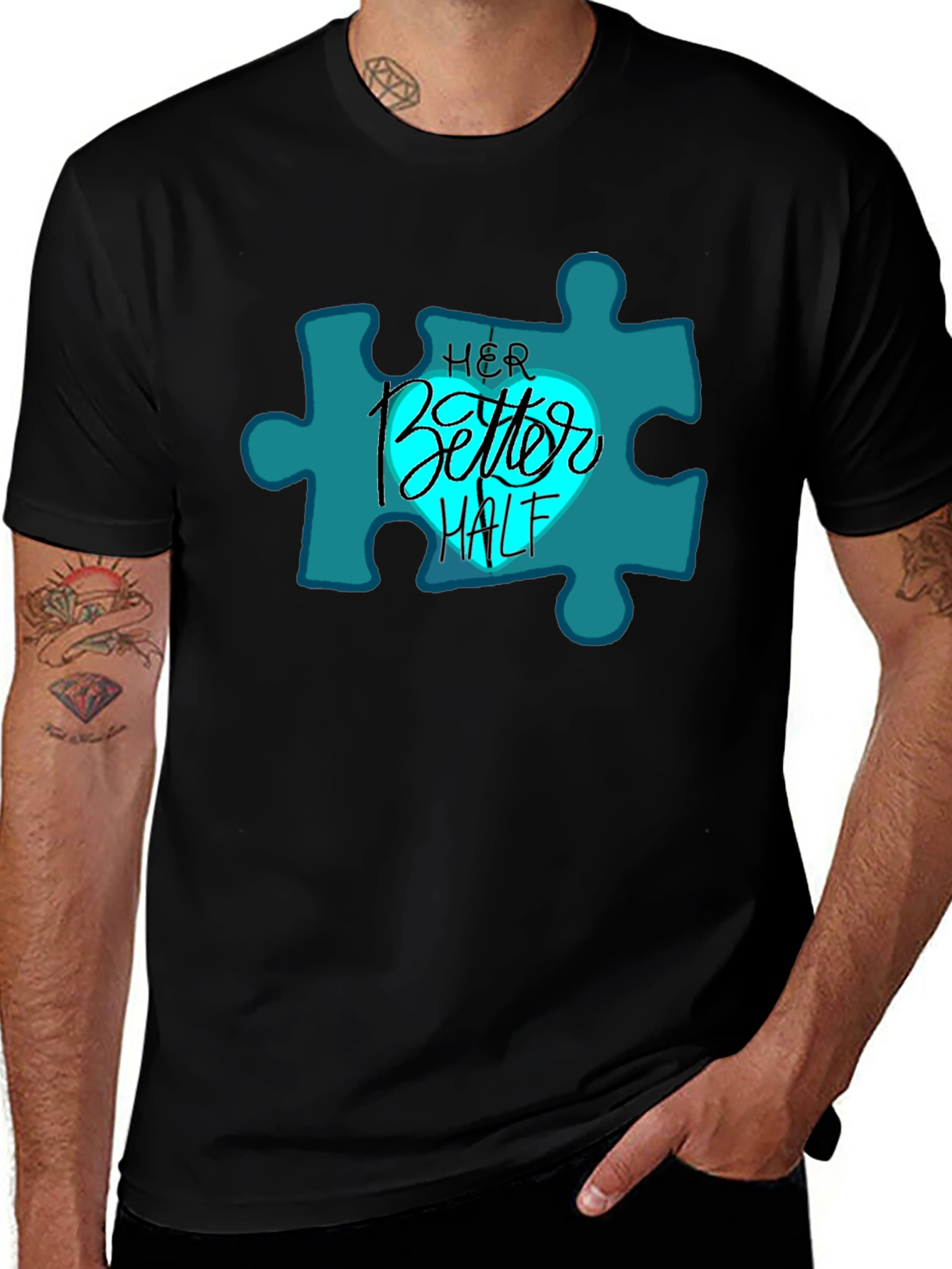 Her Better Half Matching Couples Black T-Shirt