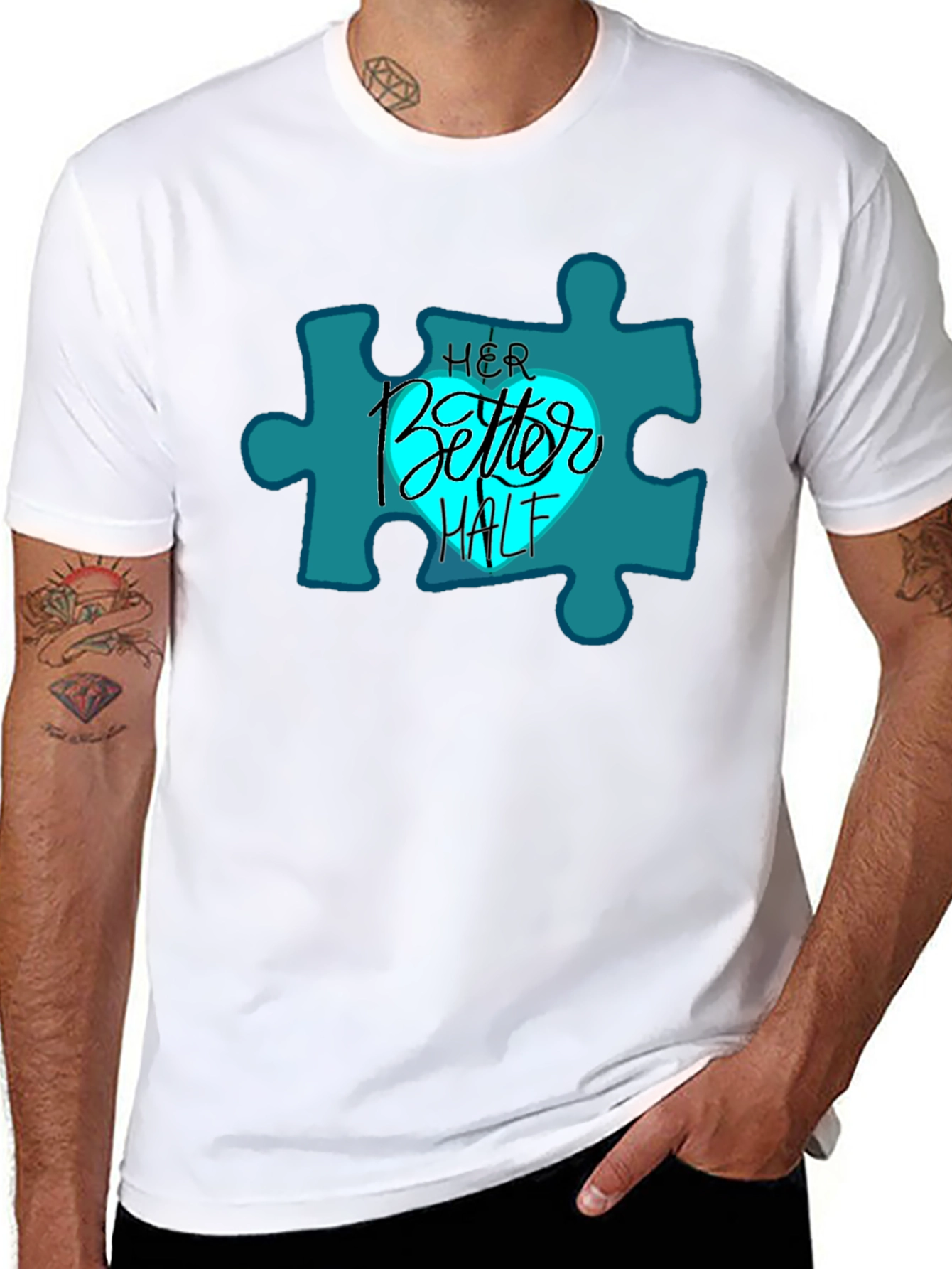 Her Better Half Matching Couples Black T-Shirt