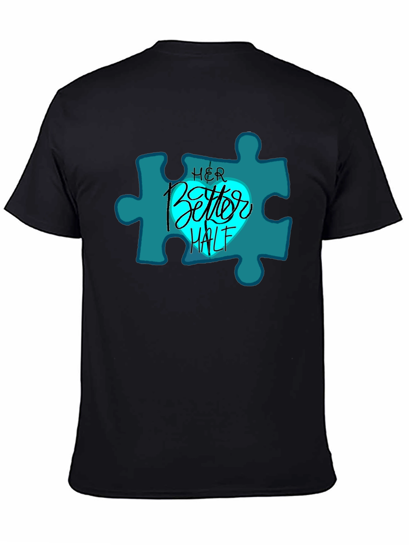 Her Better Half Matching Couples Black T-Shirt