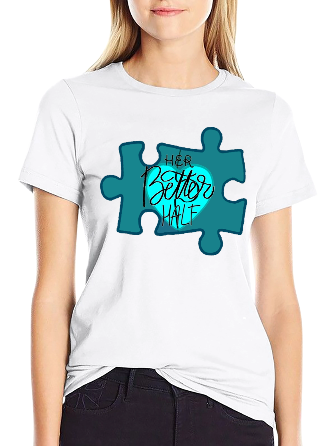 Her Better Half Matching Couples Black T-Shirt