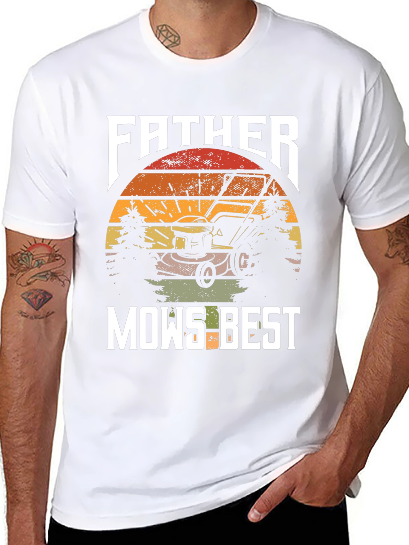 Father Mows Best T-Shirt - Lawn Care Dad Tee