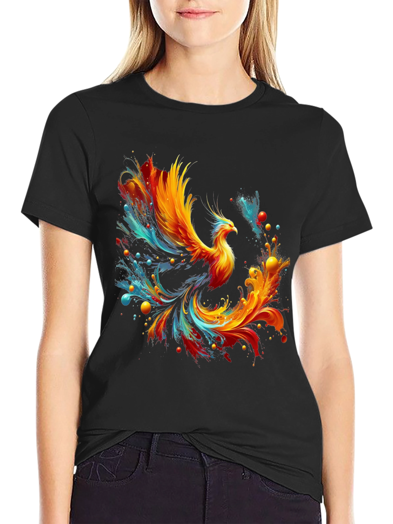 Fiery Phoenix Graphic Tee - Mens Black T-Shirt
