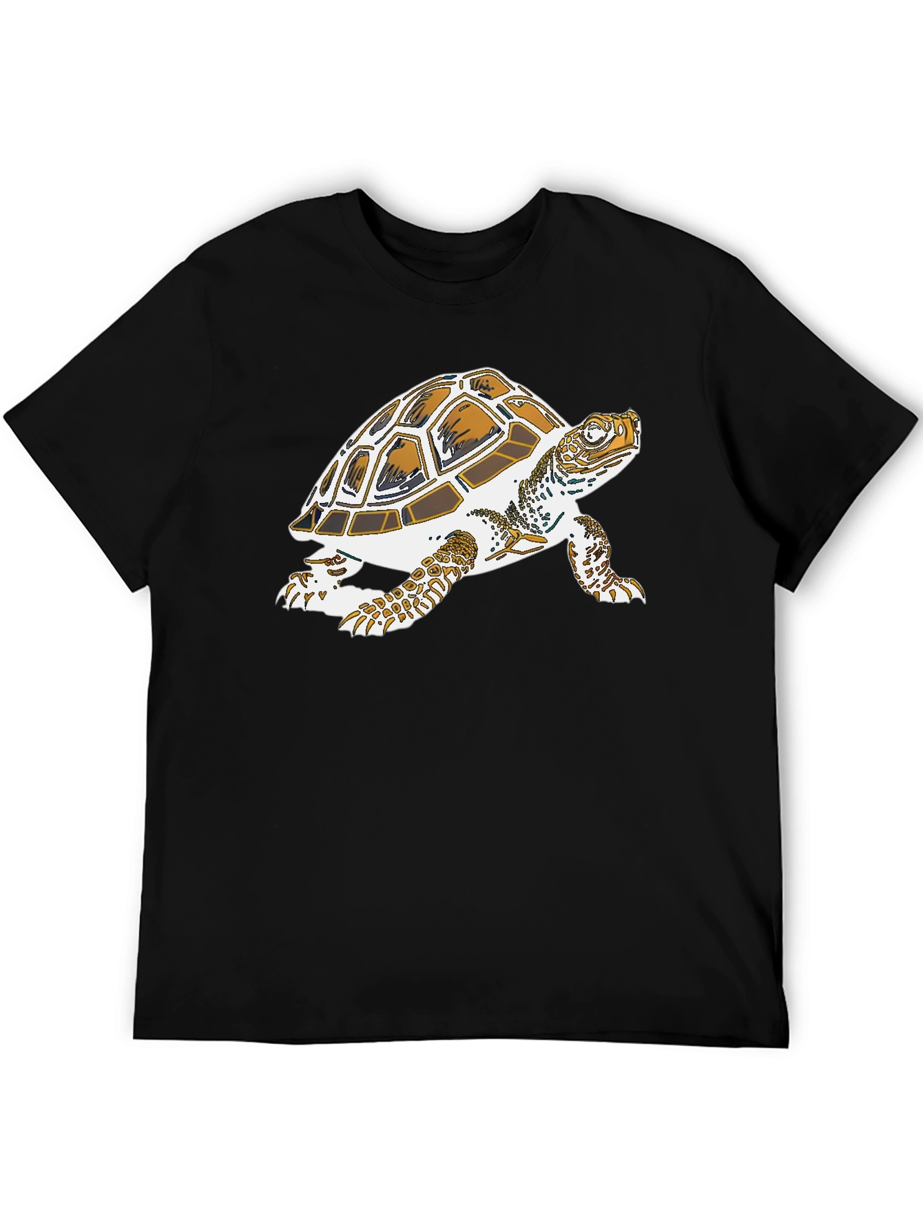 Turtle Graphic Tee - Black Cotton Casual Shirt