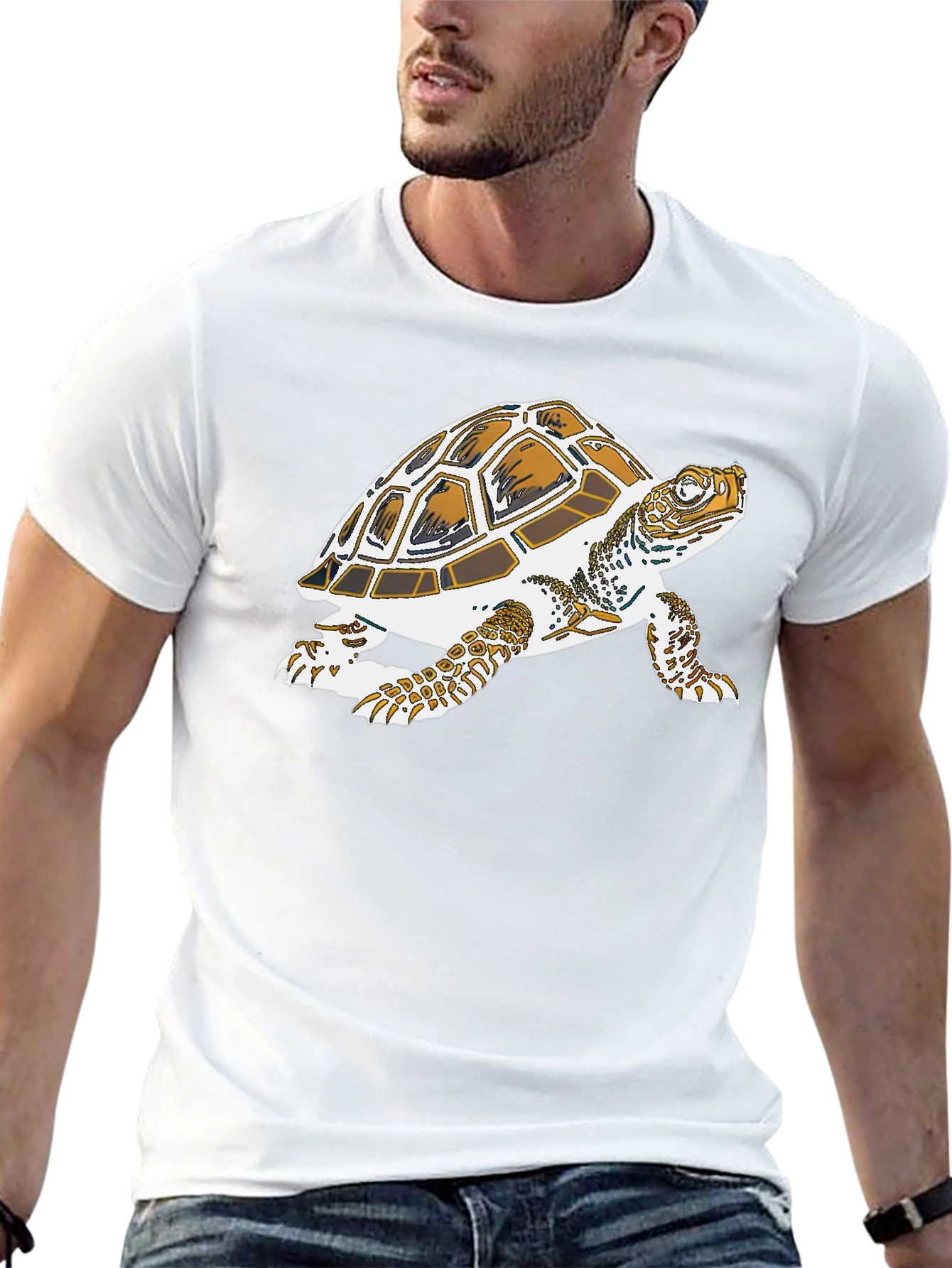 Turtle Graphic Tee - Black Cotton Casual Shirt