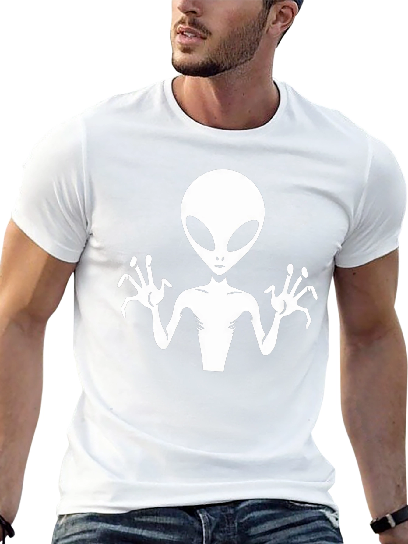 Alien Graphic Tee - Black Cotton T-Shirt