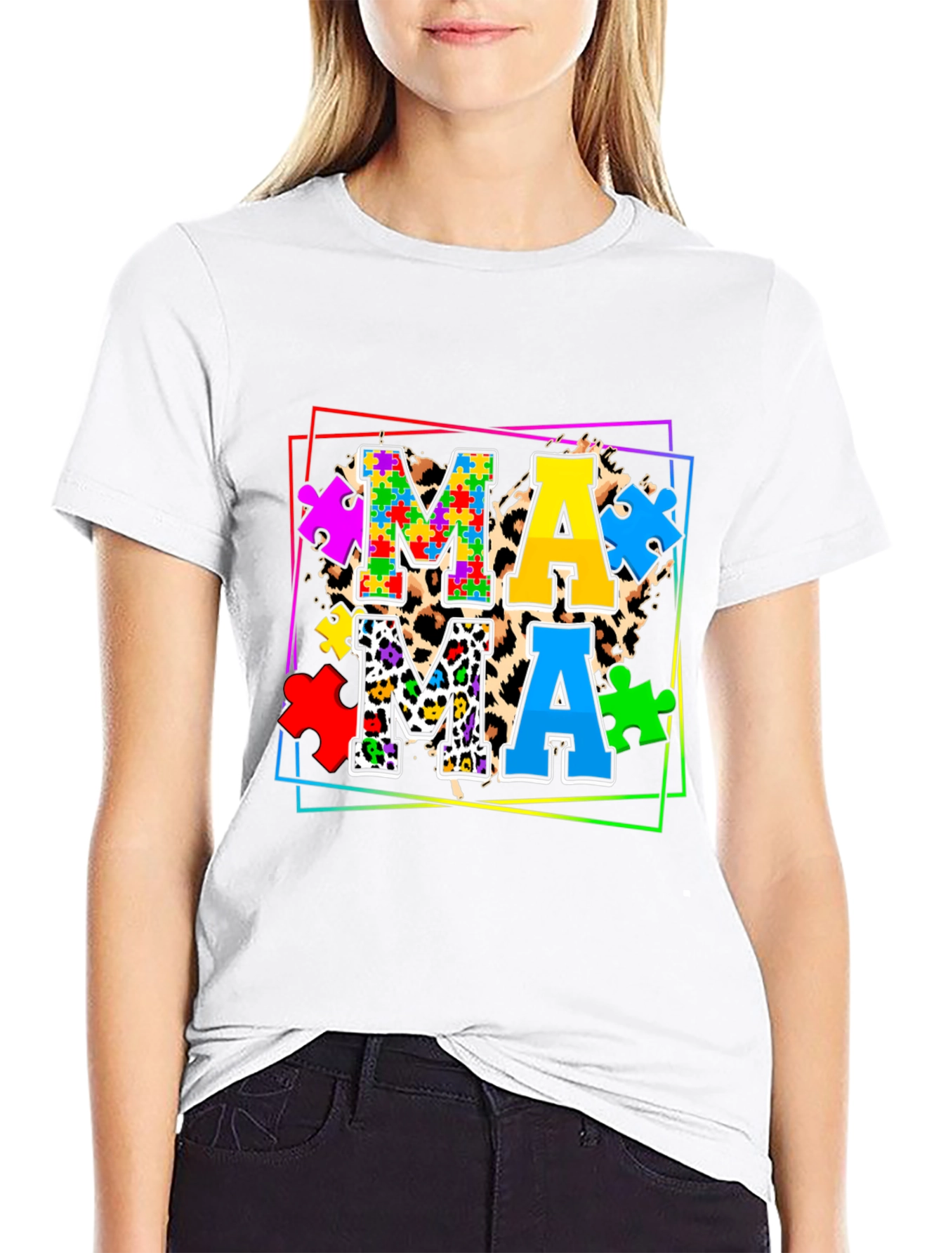 Mama Autism Puzzle Piece T-Shirt