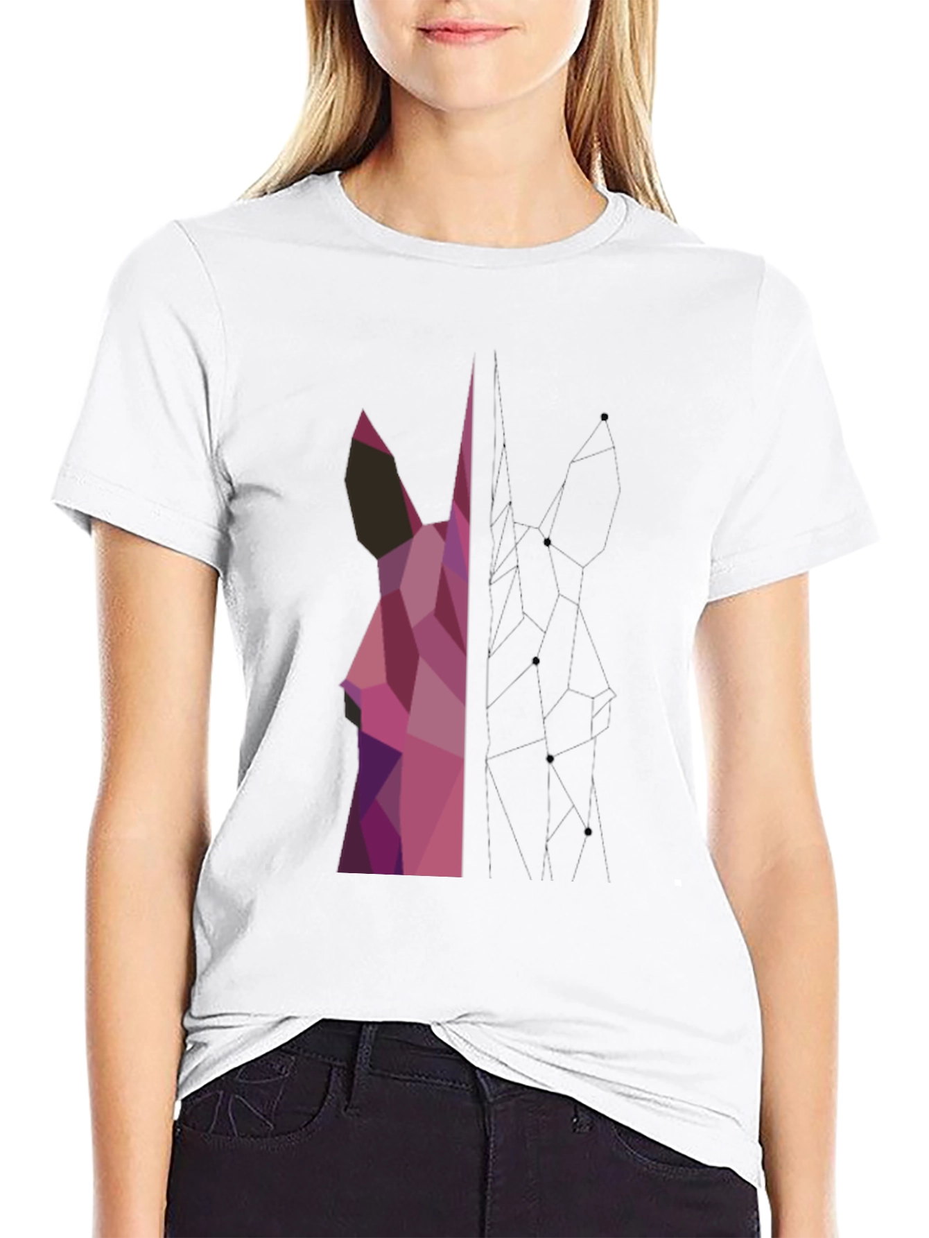 Geometric Deer Graphic Tee - Modern Art Shirt