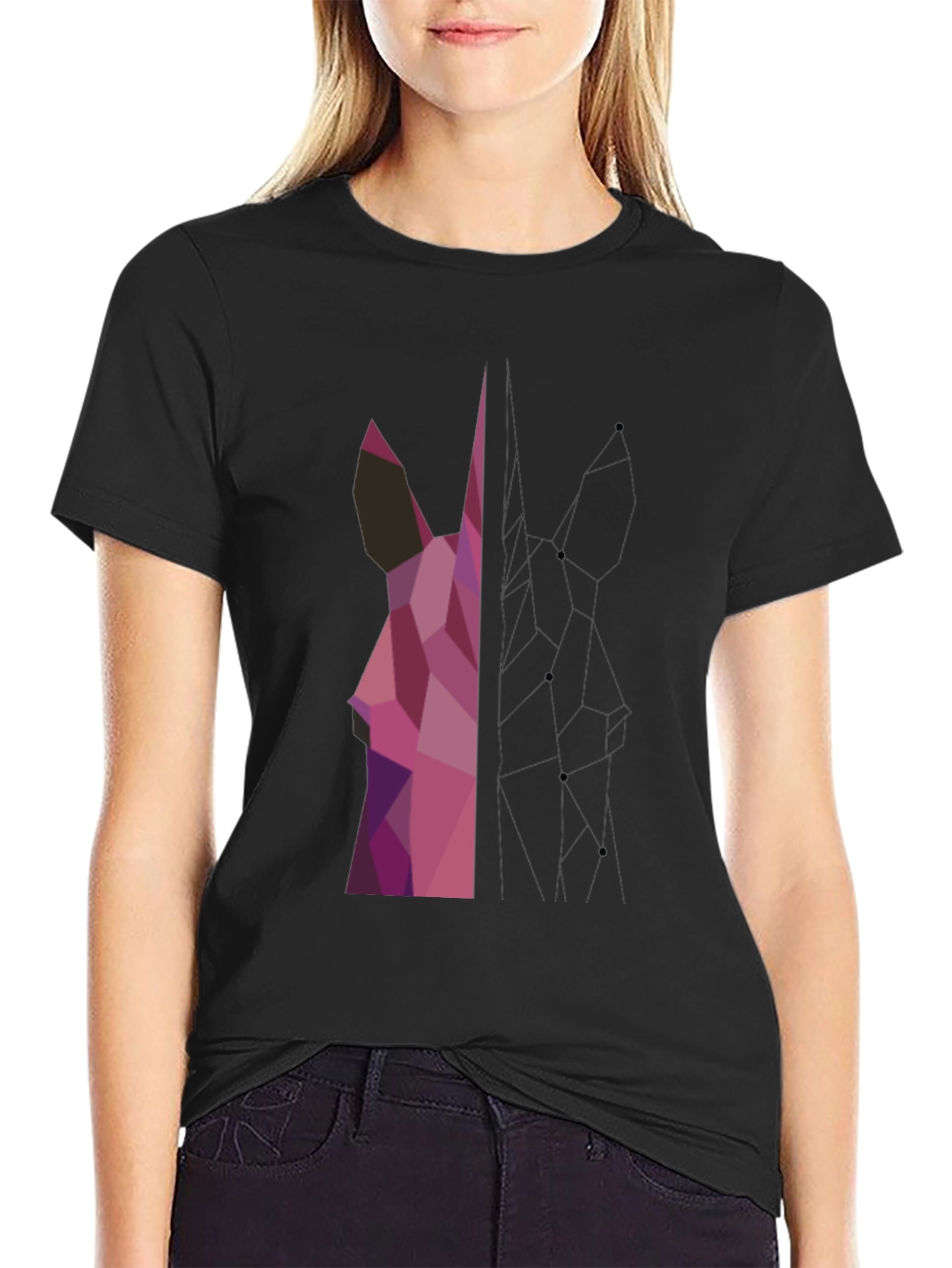 Geometric Deer Graphic Tee - Modern Art Shirt