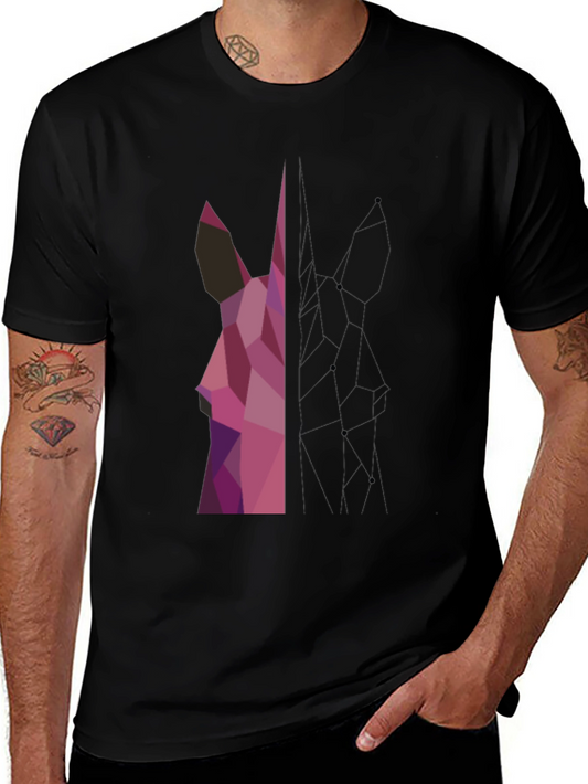 Geometric Deer Graphic Tee - Modern Art Shirt
