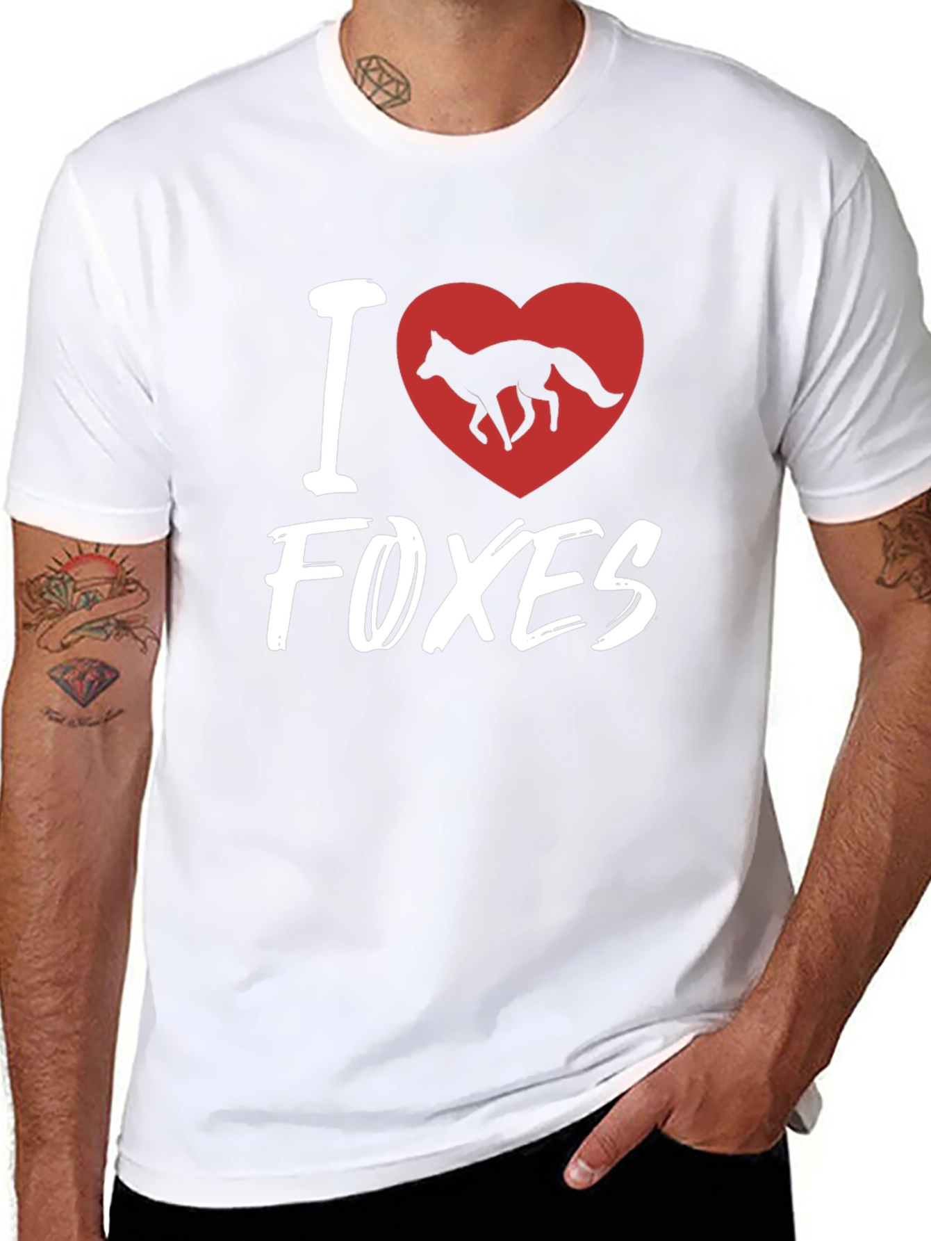 I Heart Foxes Black T-Shirt