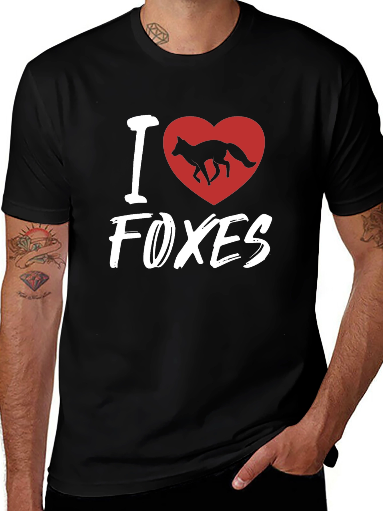 I Heart Foxes Black T-Shirt