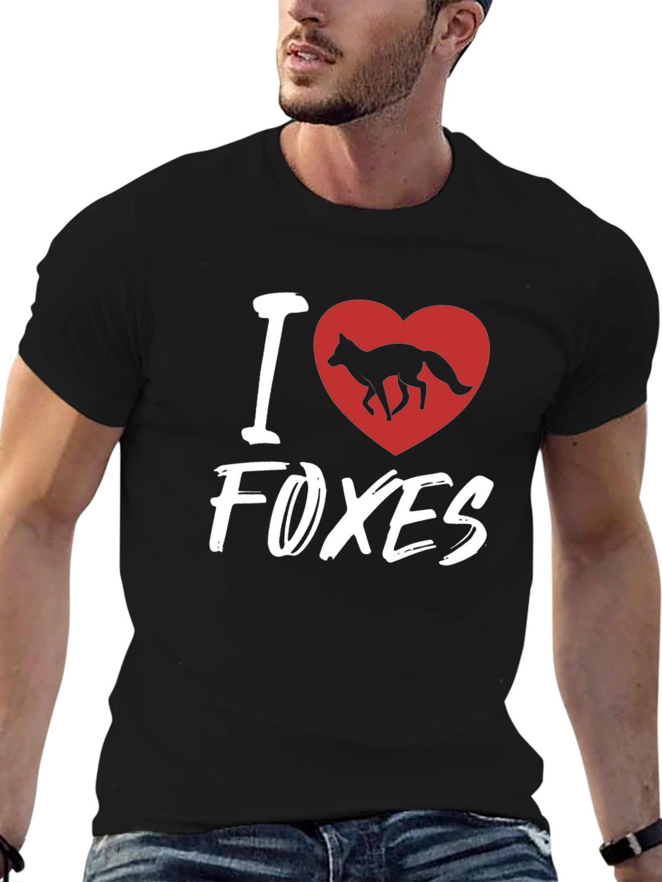 I Heart Foxes Black T-Shirt