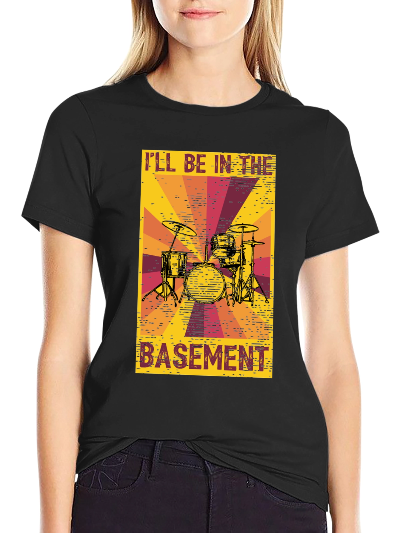 Ill Be In The Basement Drum Set T-Shirt