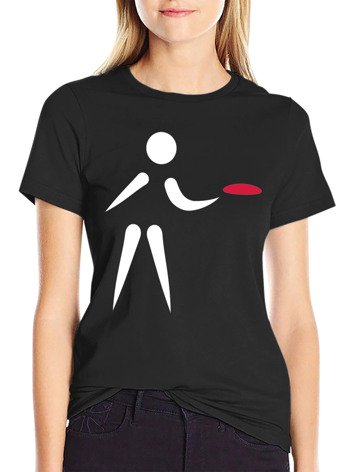 Frisbee Player Graphic T-Shirt - Black