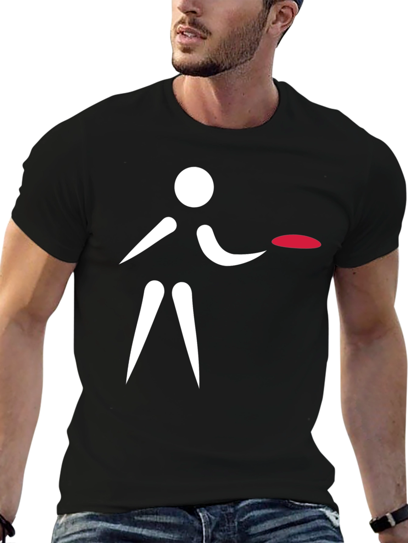 Frisbee Player Graphic T-Shirt - Black