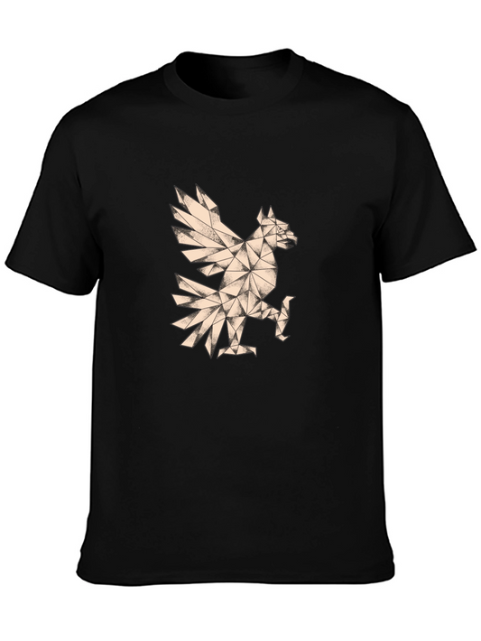 Geometric Eagle Graphic Tee - Stylish Mens Black T-Shirt