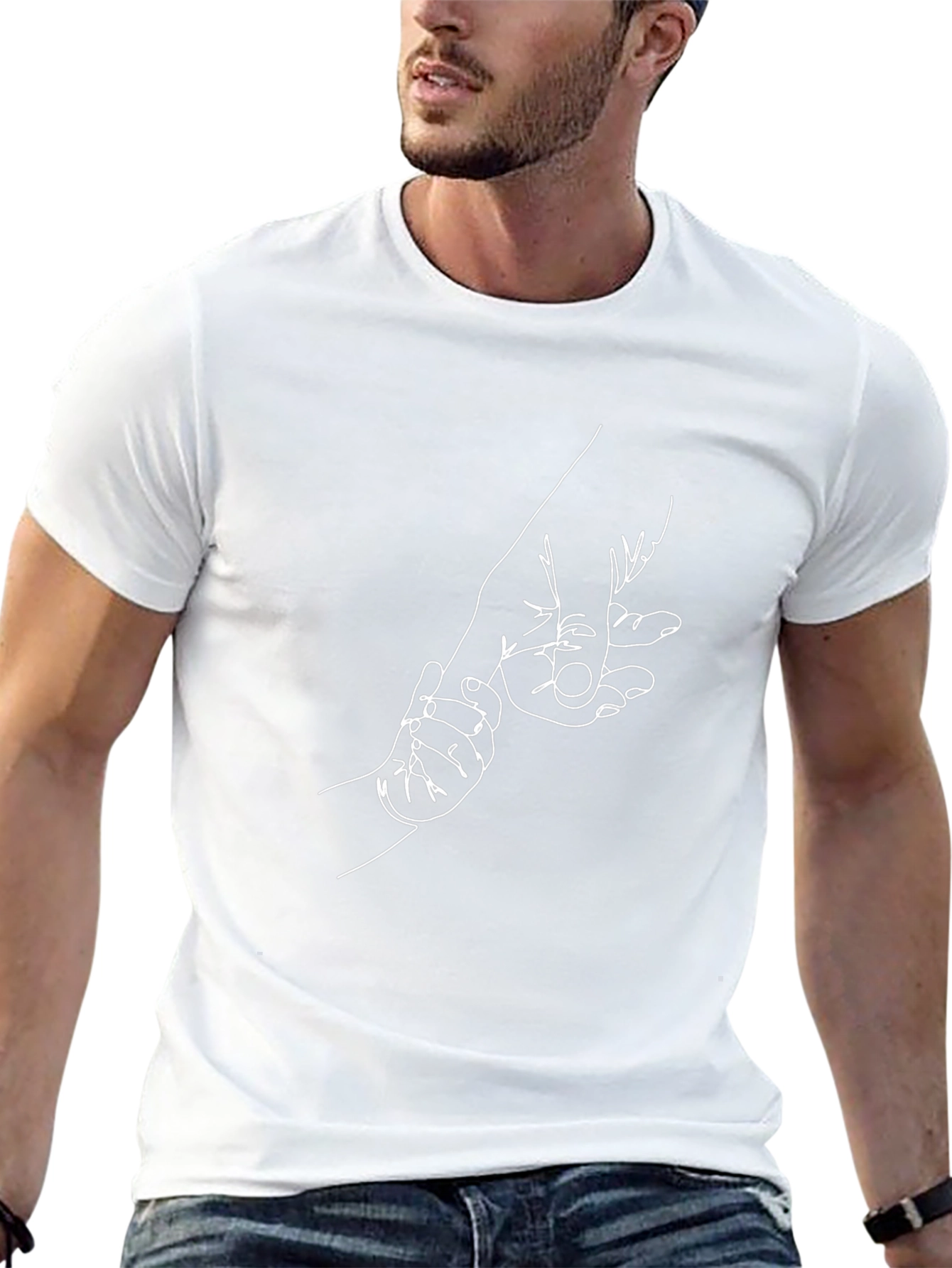 Minimalist Hand-in-Hand Black Graphic Tee