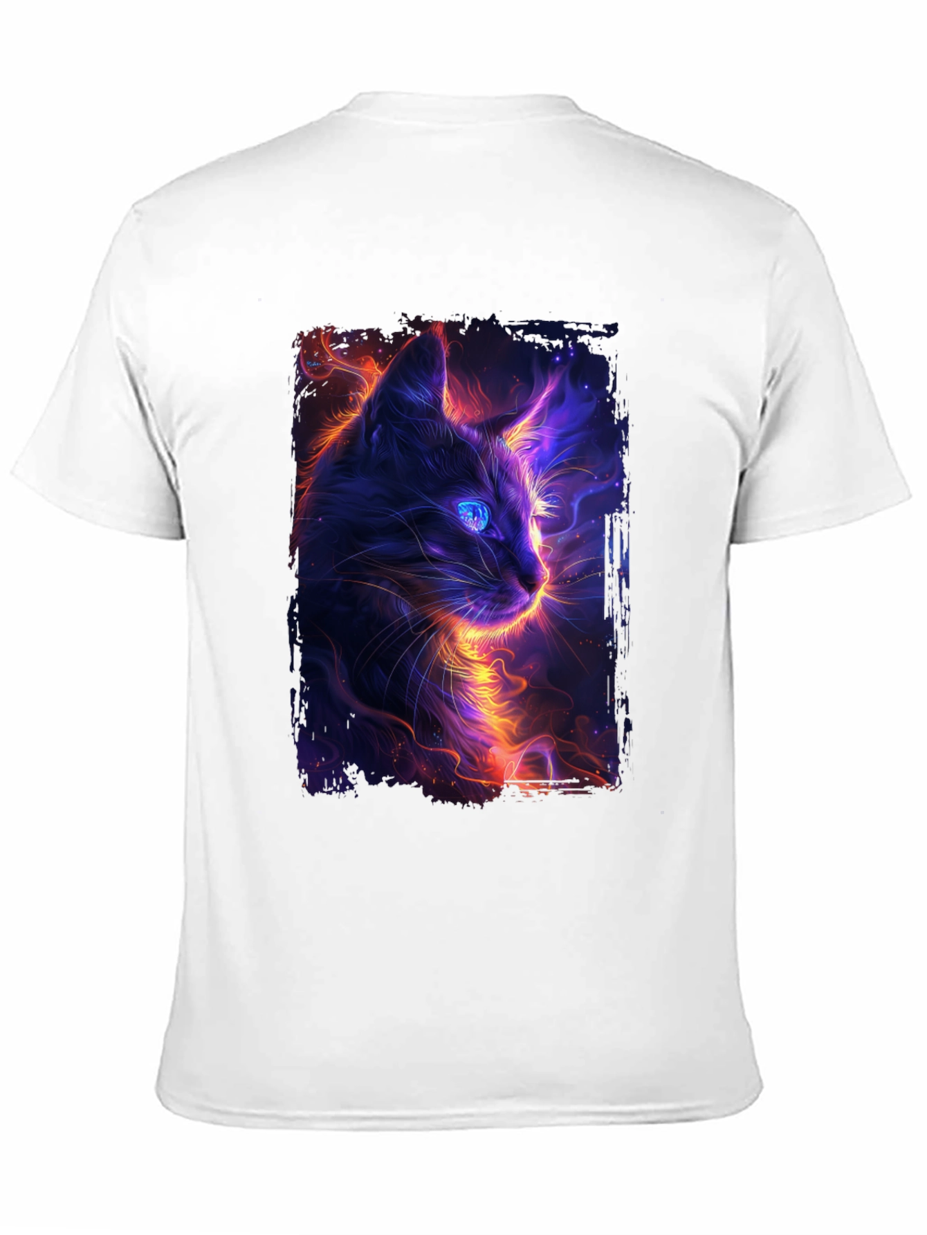 Neon Cat Graphic Black T-Shirt