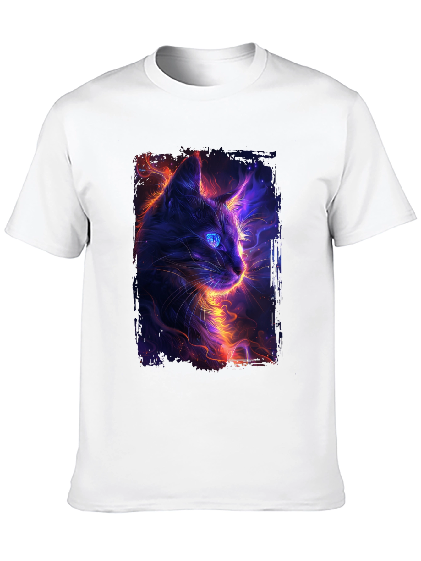 Neon Cat Graphic Black T-Shirt