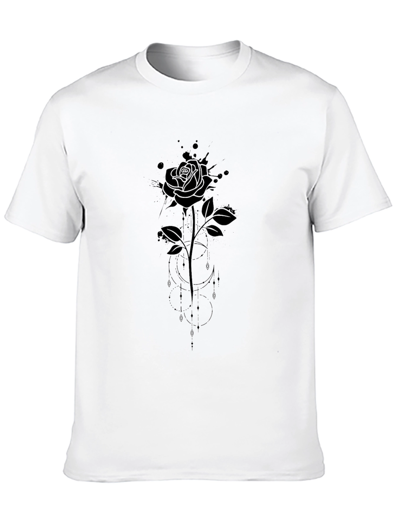 Rose Graphic Tee - Black Cotton T-Shirt