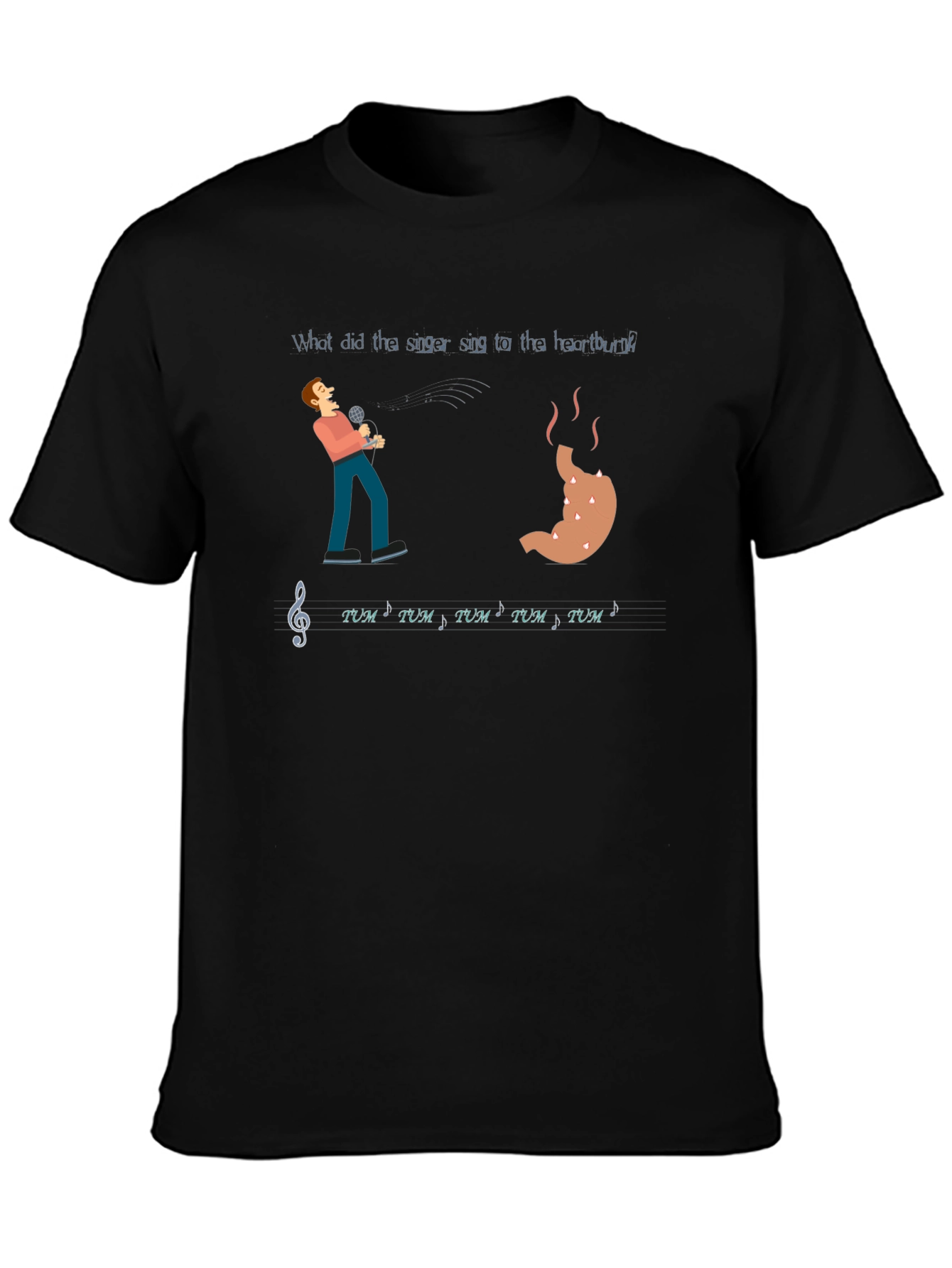 Heartburn Singer T-Shirt - Funny Music Pun Tee
