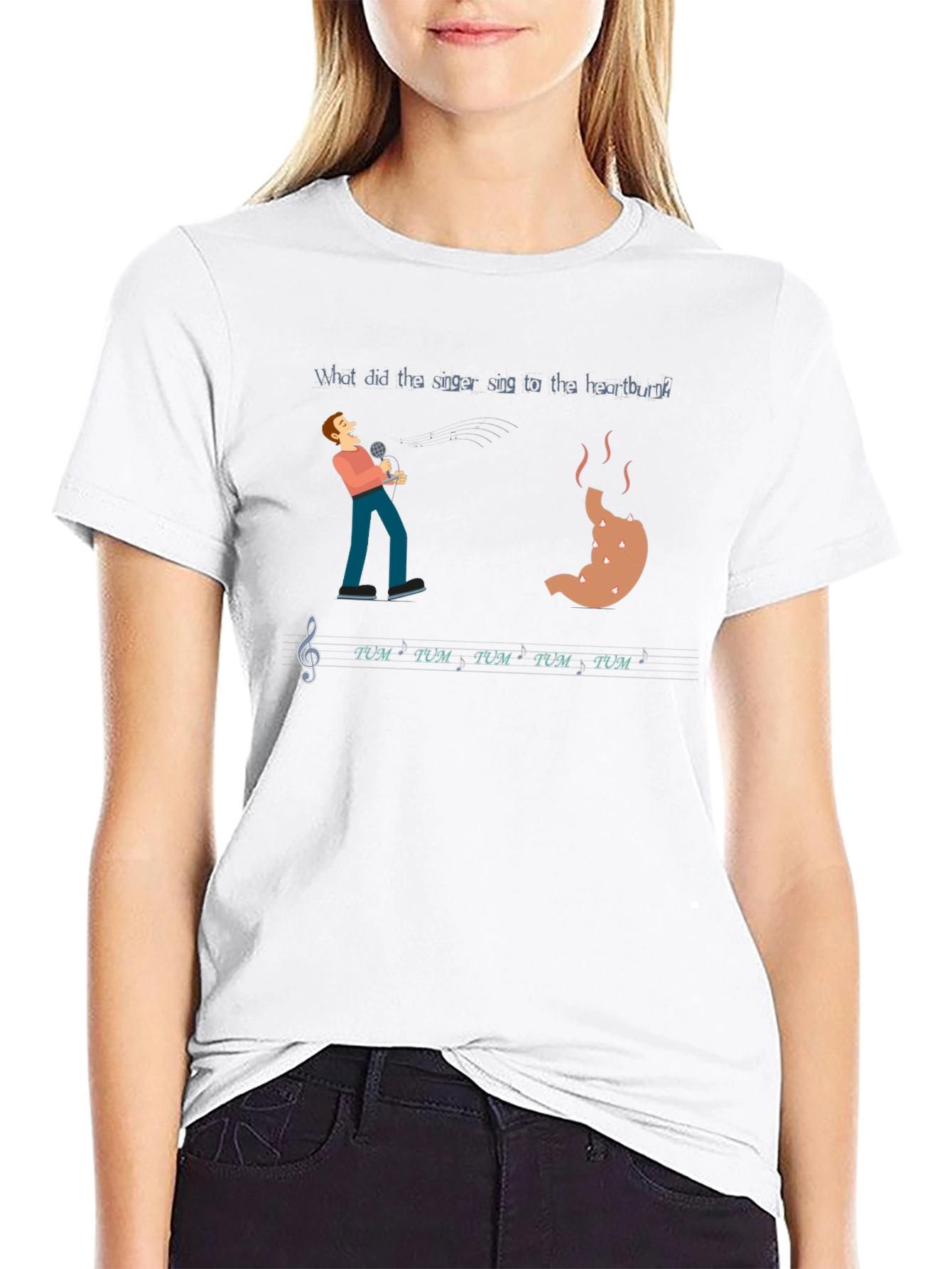 Heartburn Singer T-Shirt - Funny Music Pun Tee