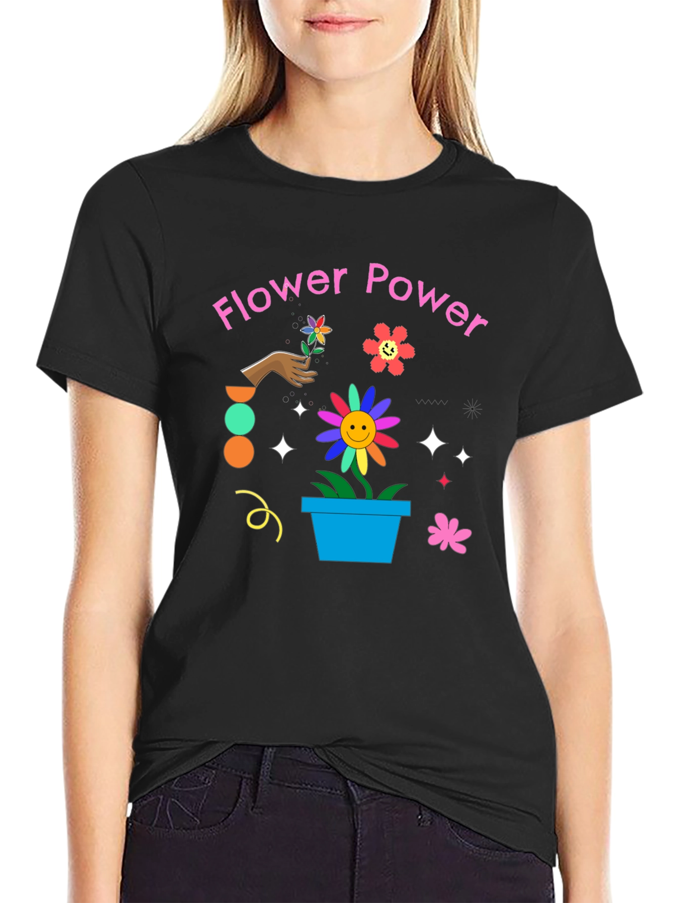 Flower Power Graphic Tee - Retro Style