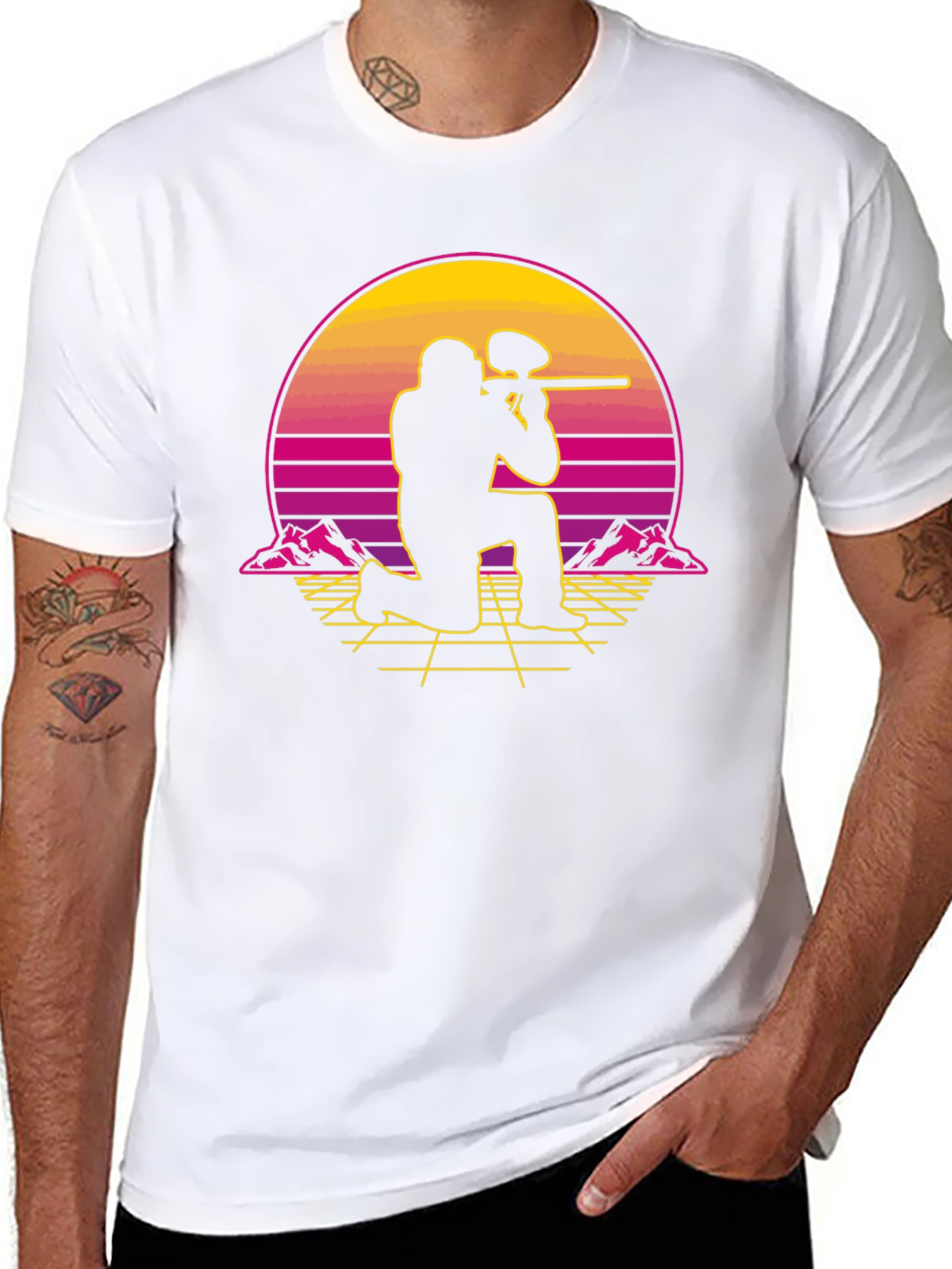 Paintball Sunset Graphic Tee - Retro Gamer Style