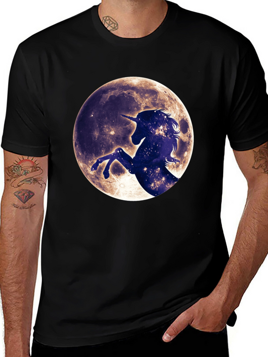 Unicorn Moon Graphic Tee - Black Cotton T-Shirt