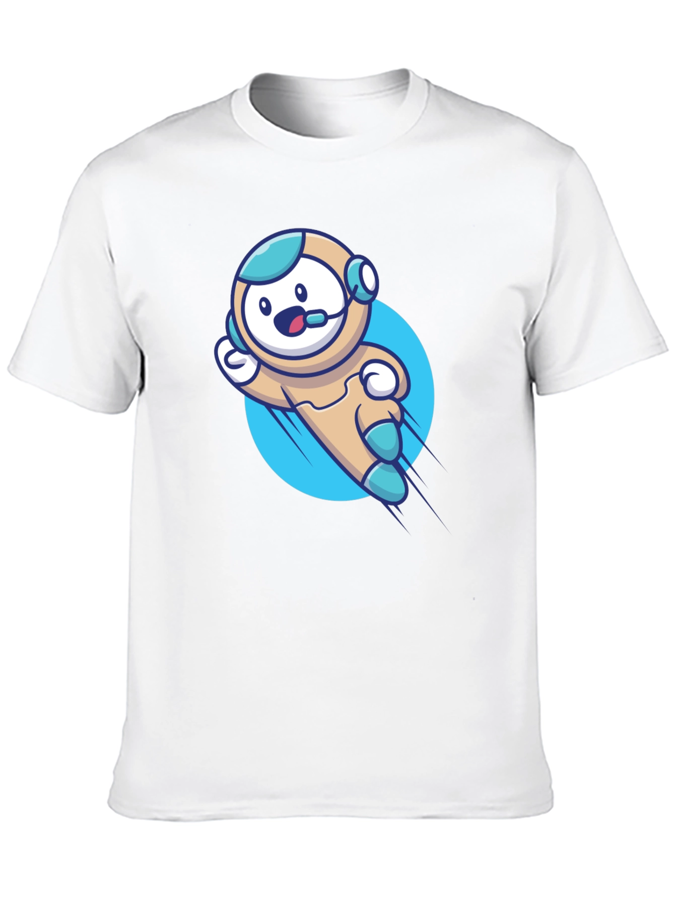 Cartoon Astronaut T-Shirt - Black Cotton Blend