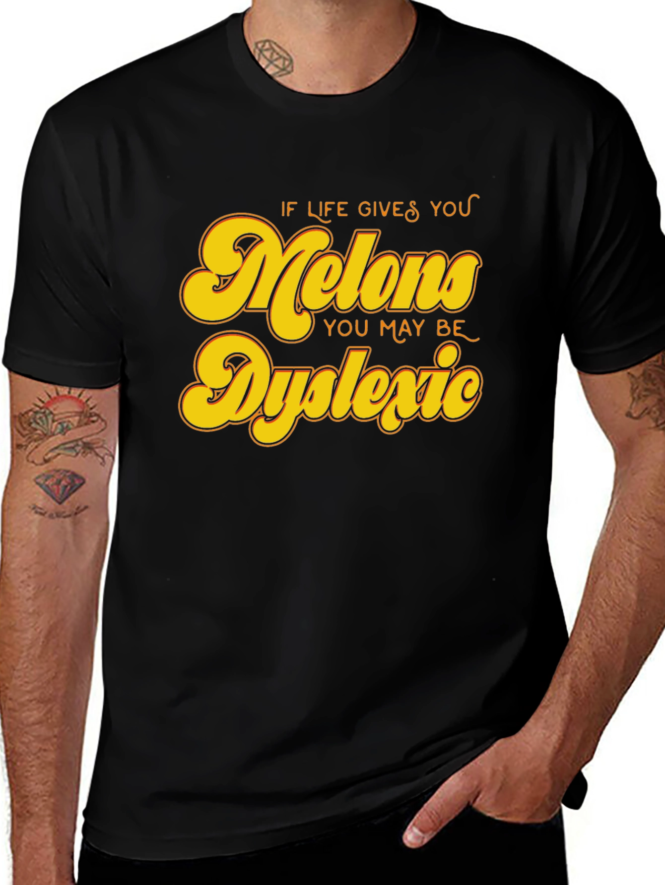 Dyslexic Melons Graphic Tee - Funny Slogan Shirt